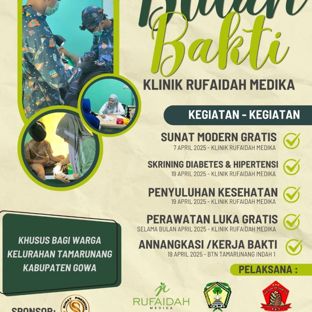 Dukung Gowa Salewangan dan Annangkasi, Klinik Rufaidah Medika Gandeng Kelurahan dan Pemuda Kreatif Tamarunang Gelar Bulan Bakti