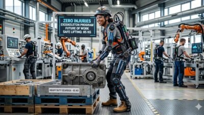 Masa Depan Penggunaan Robot Exoskeleton Untuk Membantu Pekerja Pabrik Mengangkat Beban Berat Tanpa Cedera